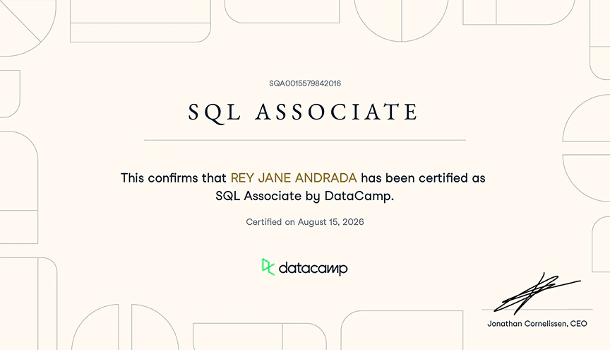 SQL Associate certificate